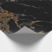 Black Graphite Gold Glam Marble Cadeaupapier (Hoek)