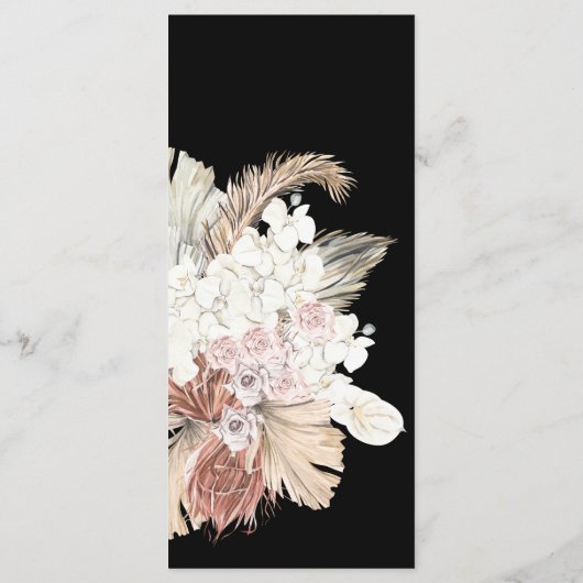 Black Grass Tropical Premium Floral Wedding Programmakaart (Achterkant)