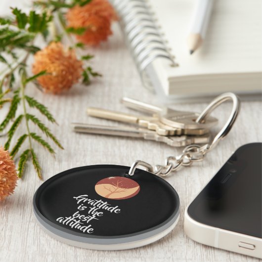 Black Gratitude Acrylic Keychain (Voorkant Rechts)