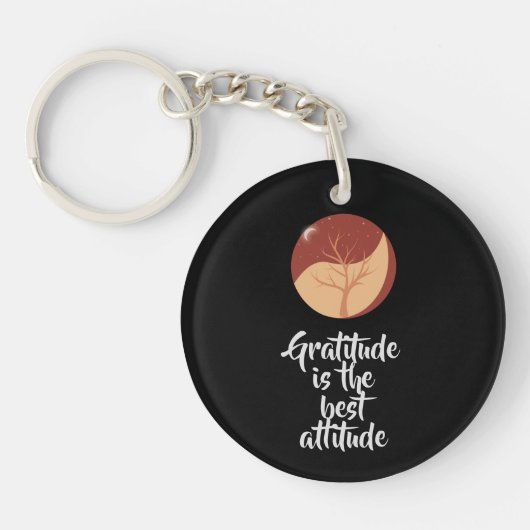 Black Gratitude Acrylic Keychain (Voorkant)