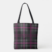 Black Gray and Pink Tartan Print Plaid Scottish Tote Bag (Achterkant)