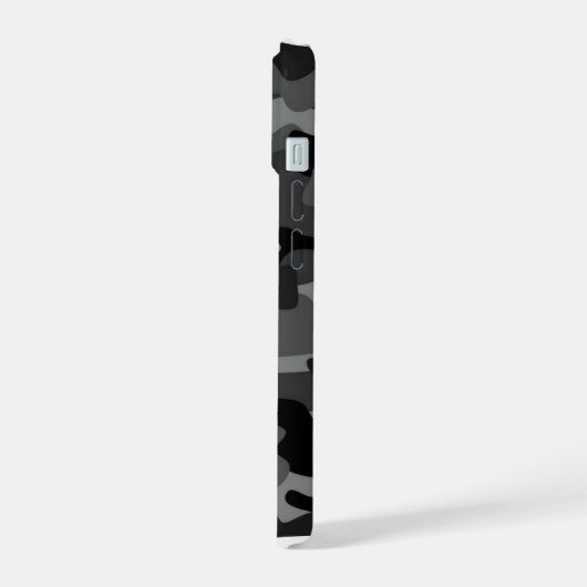 Black Gray Camo iPhone 15 Case (Linkerkant)