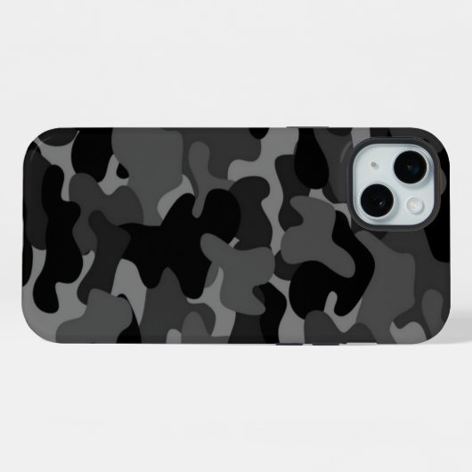 Black Gray Camo iPhone Hoesje (Achterkant horizontaal)