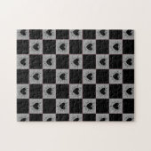 Black&Gray Checkered Tile With Hearts Pattern Legpuzzel (Horizontaal)
