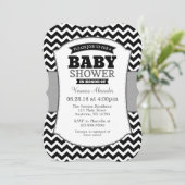 Black Gray Chevron Baby shower Kaart (Staand voorkant)