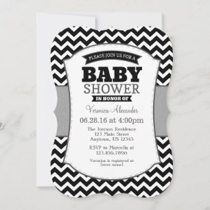 Black Gray Chevron Baby shower Kaart