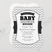 Black Gray Chevron Baby shower Uitnodiging (Voorkant / Achterkant)