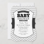 Black Gray Chevron Baby shower Uitnodiging (Voorkant)