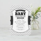 Black Gray Chevron Baby shower Uitnodiging (Staand voorkant)