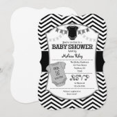 Black Gray Chevron Baby shower Uitnodiging (Voorkant / Achterkant)
