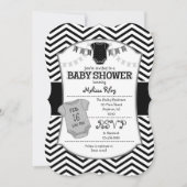 Black Gray Chevron Baby shower Uitnodiging (Voorkant)