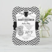 Black Gray Chevron Baby shower Uitnodiging (Staand voorkant)