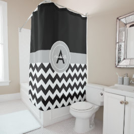 Black Gray Chevron Douchegordijn