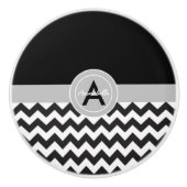 Black Gray Chevron Keramische Knop (Voorkant)