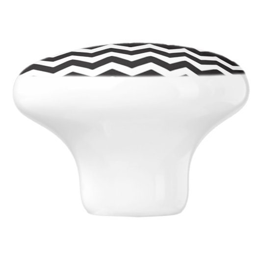 Black Gray Chevron Keramische Knop (Zijkant)