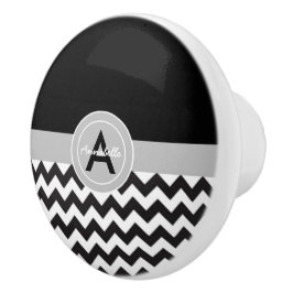 Black Gray Chevron Keramische Knop