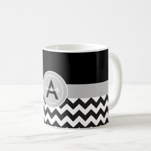 Black Gray Chevron Koffiemok (Voorkant rechts)