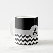 Black Gray Chevron Koffiemok (Voorkant links)
