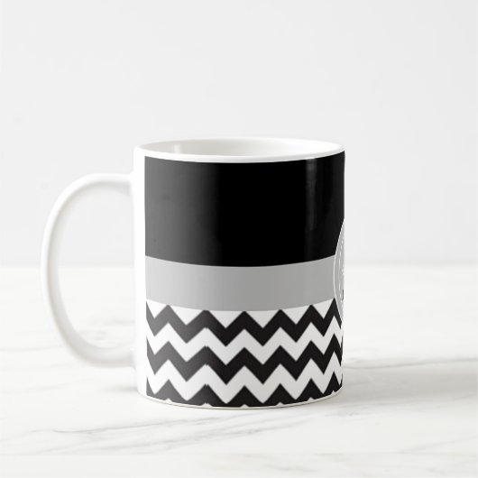 Black Gray Chevron Koffiemok (Links)