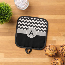 Black Gray Chevron Pannenlap