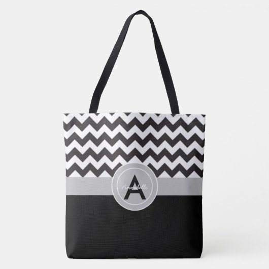 Black Gray Chevron Tote Bag (Voorkant)