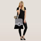 Black Gray Chevron Tote Bag (Op model)