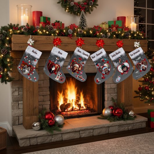 Black Gray Dad Loves Power Tools with Dad's Photos Kleine Kerstsok