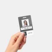 Black Gray Dark Modern Custom Employee Foto Name Badge (Handheld)