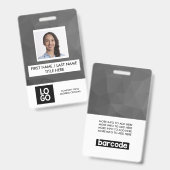 Black Gray Dark Modern Custom Employee Foto Name Badge (Voor- en achterkant)