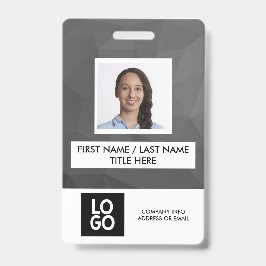 Black Gray Dark Modern Custom Employee Foto Name Badge