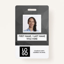 Black Gray Dark Modern Custom Employee Foto Name Badge