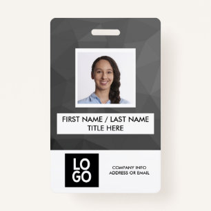 Black Gray Dark Modern Custom Employee Foto Name Badge