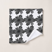 Black Gray Decorative Chic Abstract Floral Pattern Bad Handdoek (Wasdoekje)