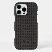 Black Gray Doodle Diamond Pattern Custom Monogram iPhone Hoesje (Achterkant)