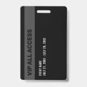 Black Gray Event VIP All Access Pas Event Badge (Achterkant)