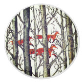 Black Gray Fox Foxes Forest Woodland Drawer Pull Keramische Knop (Voorkant)