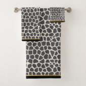 BLACK GRAY GOLD LEOPARD BATHROOM TOWEL SET BAD HANDDOEK (Insitu)