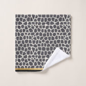 BLACK GRAY GOLD LEOPARD BATHROOM TOWEL SET BAD HANDDOEK (Wasdoekje)