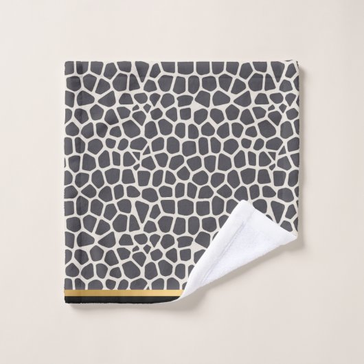 BLACK GRAY GOLD LEOPARD BATHROOM TOWEL SET BAD HANDDOEK (Wasdoekje)