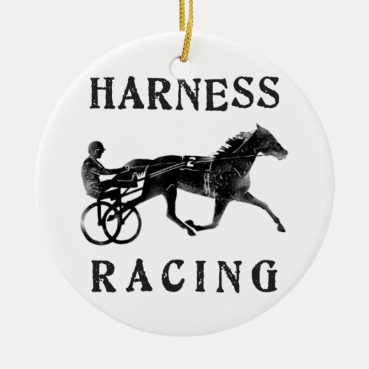 Black Gray Harness Horse Silhouette Keramisch Ornament (Voorkant)