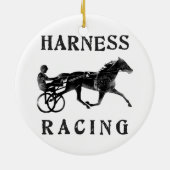 Black Gray Harness Horse Silhouette Keramisch Ornament (Achterkant)