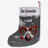 Black Gray Jet Drone Aerial Flight Lovers Photo Kleine Kerstsok (Achterkant)