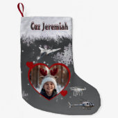 Black Gray Jet Drone Aerial Flight Lovers Photo Kleine Kerstsok (Voorkant)