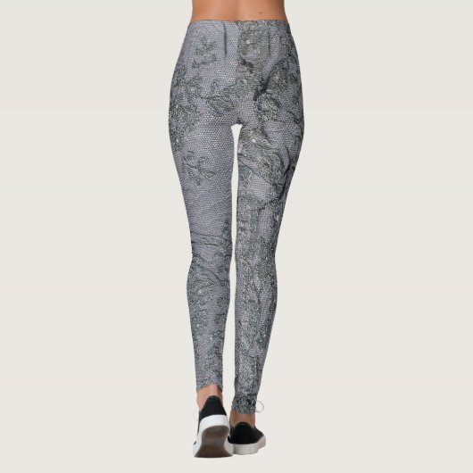 Black Gray Lace Pattern Leggings (Achterkant)