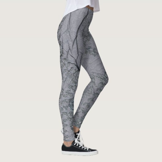 Black Gray Lace Pattern Leggings (Rechts)