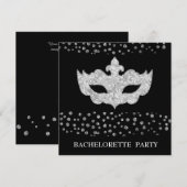 BLACK GRAY LEOPARD BACHELORETTE MASQUERADE PARTIJ KAART (Voorkant / Achterkant)