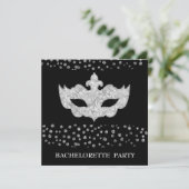 BLACK GRAY LEOPARD BACHELORETTE MASQUERADE PARTIJ KAART (Staand voorkant)