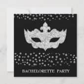 BLACK GRAY LEOPARD BACHELORETTE MASQUERADE PARTIJ KAART (Voorkant)