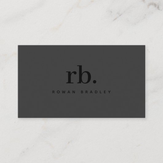 Black Gray Minimal Monogram Qr Code Professional Visitekaartje (Voorkant)