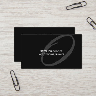 Black Gray Modern Elegant Monogram Visitekaartje